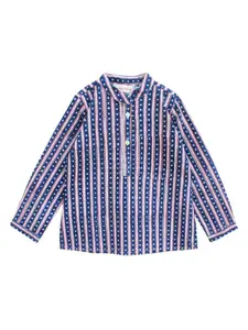 My Little Lambs Boys Blue Printed A-Line Kurta