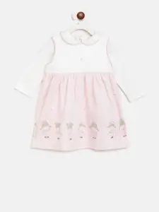 Chicco Girls Pink & Off-White Solid T-shirt with Skirt