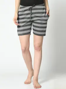 VIMAL JONNEY Women Grey Striped Lounge Shorts