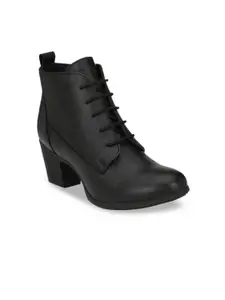 Delize Women Black Solid Heeled Boots