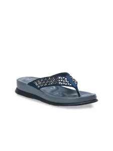 VON WELLX GERMANY Blue Embellished PU Comfort Sandals