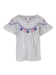 A Little Fable Girls Off-White Striped Top