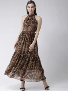 KASSUALLY Women Brown Printed Maxi Dress