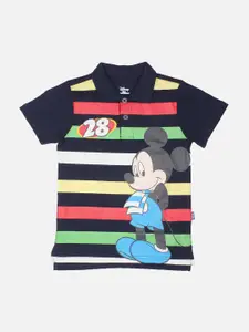PROTEENS Boys Navy Blue  Mickey Mouse Striped T-shirt