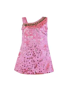 Wish Karo Girls Pink Embellished A-Line Dress