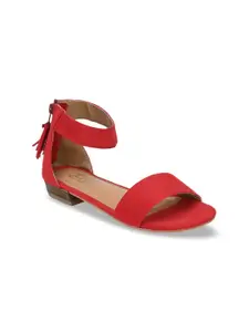 Zebba Women Red Colourblocked Open Toe Flats
