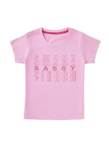 Cub McPaws Girls Pink Printed Round Neck T-shirt