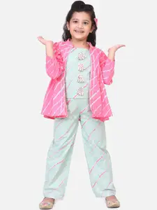 Fairies Forever Girls Pink & Sea Green Striped Top with Trousers