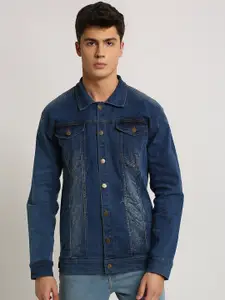 VOXATI Men Blue Solid Denim Jacket