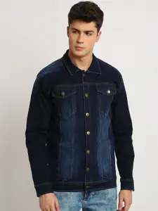 VOXATI Men Blue Solid Denim Jacket
