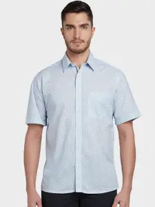 ColorPlus Men Blue & White Regular Fit Printed Casual Shirt