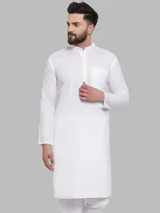 Jompers Men White Solid Straight Kurta