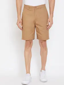Hypernation Men Khaki Solid Regular Fit Chino Shorts