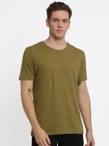 Crocodile Men Green Solid Round Neck T-shirt