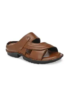 Eego Italy Men Tan Brown Genuine Leather Comfort Sandals