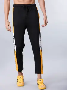 LOCOMOTIVE Men Black & Yellow Solid Slim-Fit Track Pants