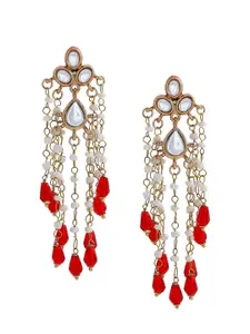 Estele Red Gold Plated Chandelier Contemporary Drop Earrings
