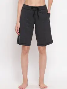 Enamor E044 Mid-Rise Stretch Cotton City Shorts for Women with Zipper Pockets