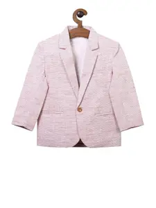 RIKIDOOS Boys Pink Self-Design Comfort-Fit Single-Breasted Smart Casual Blazer