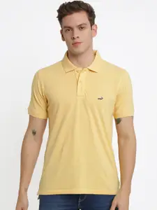 Crocodile Men Yellow Solid Polo Collar T-shirt