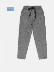 Lil Tomatoes Boys Grey Melange Solid Straight-Fit Track Pants