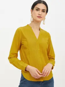 Harpa Women Yellow Solid Shirt Style Top