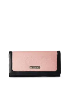Fostelo Women Pink & Black Colourblocked Two Fold Wallet