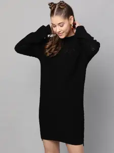 STREET 9 Women Black Solid Sweater Dress