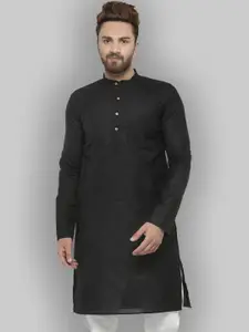Jompers Men Black Solid Straight Kurta