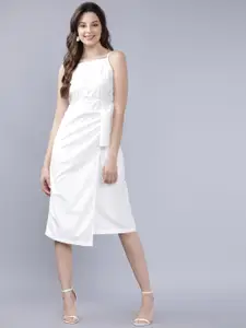 Tokyo Talkies Women Off-White Solid A-Line Dress