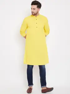 even Men Yellow Solid Straight Kurta