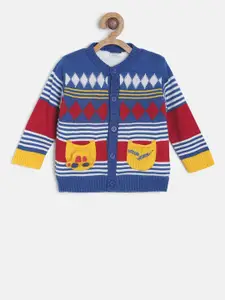 MINI KLUB Boys Multicoloured Self Design Cardigan Sweater