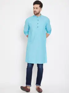 even Men Blue Solid Straight Kurta