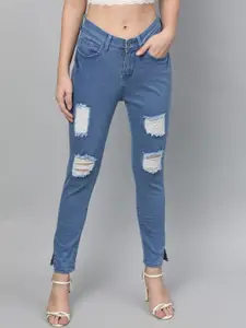 STREET 9 Women Blue Skinny Fit Mid-Rise Highly Distressed Stretchable Jeans