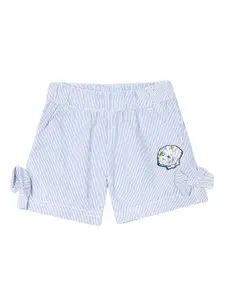 Donuts Girls Blue Striped Regular Fit Sustainable Shorts