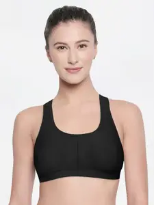 Bodycare Pack of 2 Black Solid Non-Wired Non Padded Sports Bra 1612BB