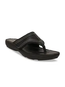 Bata Men Black Leather Comfort Sandals