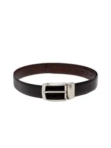Carlton London Men Black & Brown Leather Textured Reversible Belt
