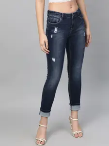 STREET 9 Women Blue Skinny Fit Mid-Rise Low Distress Stretchable Jeans