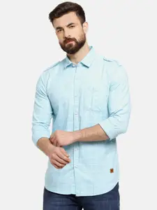 Campus Sutra Men Blue Regular Fit Checked Casual Shirt