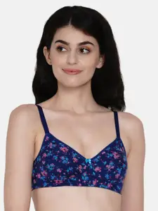 Enamor Blue Non-Wired Non Padded High Coverage Everyday Bra A074