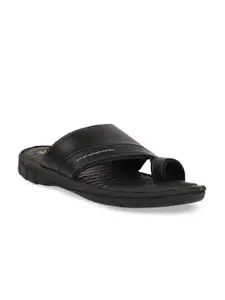 Scholl Men Black Leather Comfort Sandals