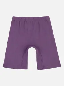 PROTEENS Girls Purple Solid Slim Fit Biker Shorts