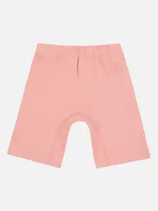 PROTEENS Girls Peach-Coloured Solid Slim Fit Sports Shorts