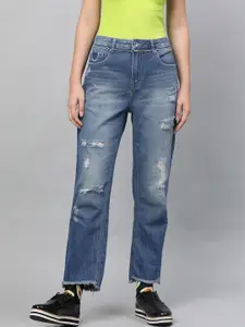 STREET 9 Women Blue Relaxed Fit Mid-Rise Mildly Distressed Stretchable Jeans