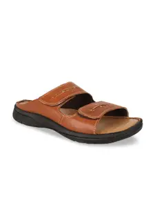 Scholl Men Brown Leather Comfort Sandals