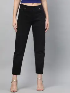 STREET 9 Women Black Straight Fit Mid-Rise Clean Look Stretchable Jeans