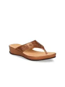 Scholl Women Brown Textured Leather Open Toe Flats