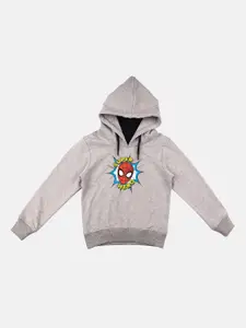 YK Marvel Boys Grey Avengers Spiderman Print Hooded Sweatshirt With Attached Face Covering