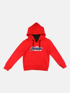 YK Marvel Boys Red & White Avengers Print Hooded Sweatshirt With Attached Face Cover